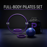 Collage of people using Pilates equipment with text about full-body workouts for beginners and athletes.
