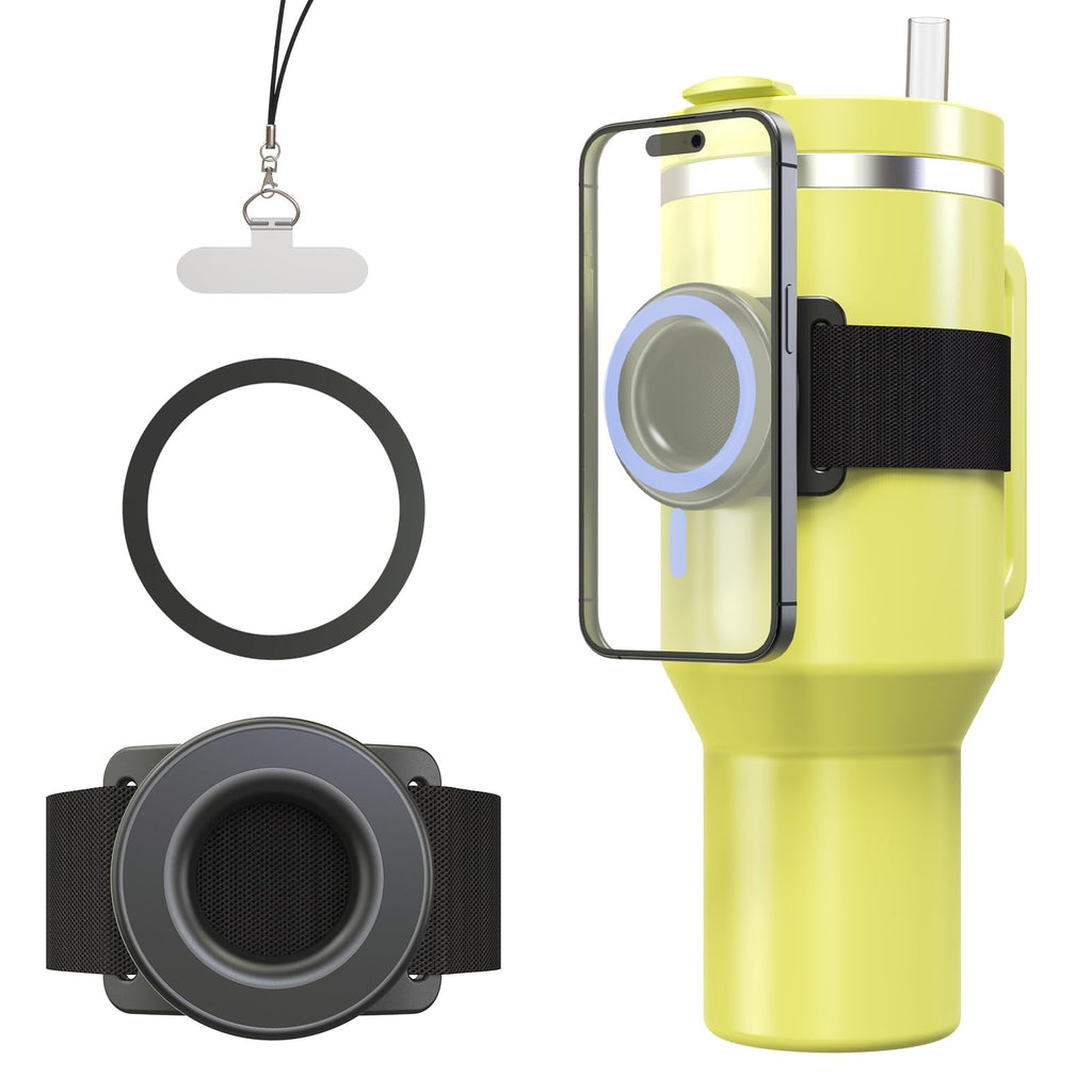 KLEANMAX Magnetic(for MagSafe) Phone Holder Strap for Water Bottle with Metal Ring Adjustable Water Bottle Strap for Stanley Yeti Hydro Flask Cup