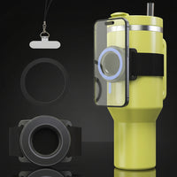 KLEANMAX Magnetic(for MagSafe) Phone Holder Strap for Water Bottle with Metal Ring Adjustable Water Bottle Strap for Stanley Yeti Hydro Flask Cup